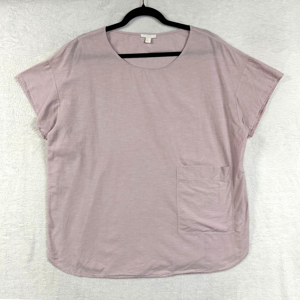 COS L Mauve Pink Pocket Tee Shirt 100% Cotton Minimalist Coquette Feminine Soft